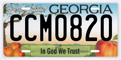 GA license plate CCM0820