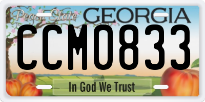 GA license plate CCM0833