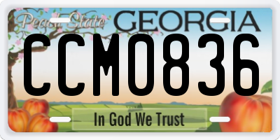 GA license plate CCM0836