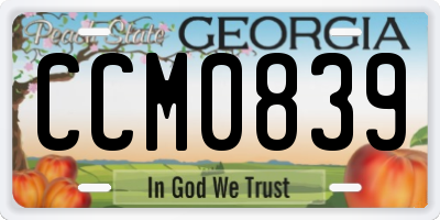 GA license plate CCM0839