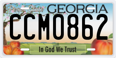 GA license plate CCM0862