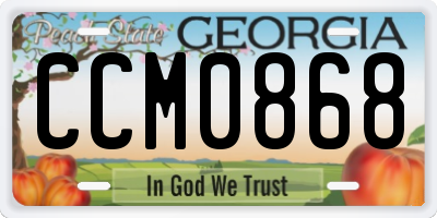 GA license plate CCM0868