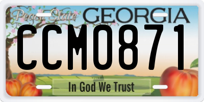 GA license plate CCM0871