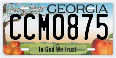 GA license plate CCM0875