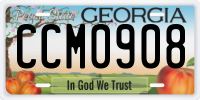 GA license plate CCM0908