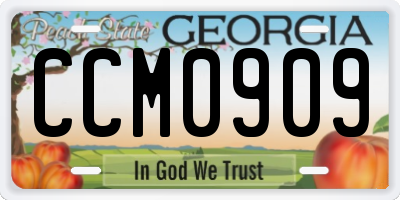 GA license plate CCM0909