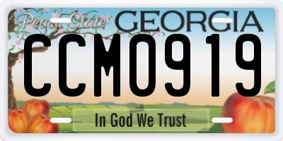 GA license plate CCM0919