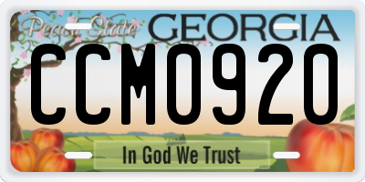 GA license plate CCM0920