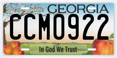 GA license plate CCM0922