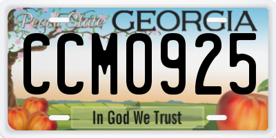 GA license plate CCM0925