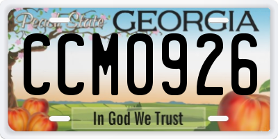 GA license plate CCM0926