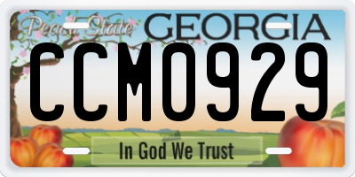 GA license plate CCM0929