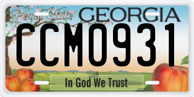 GA license plate CCM0931