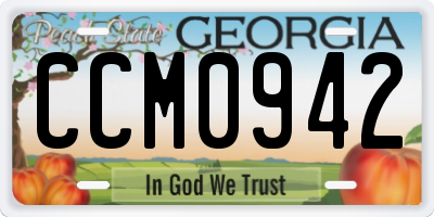 GA license plate CCM0942