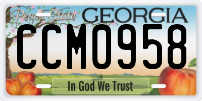 GA license plate CCM0958
