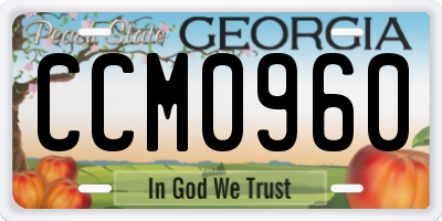 GA license plate CCM0960