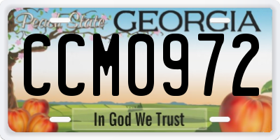 GA license plate CCM0972