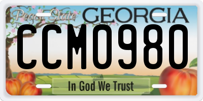 GA license plate CCM0980