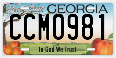 GA license plate CCM0981