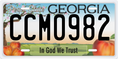 GA license plate CCM0982