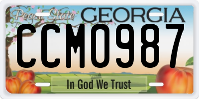 GA license plate CCM0987