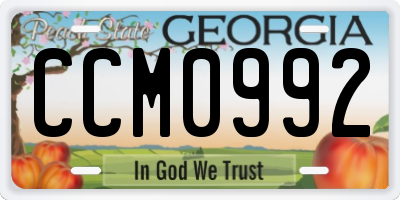 GA license plate CCM0992