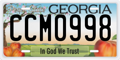 GA license plate CCM0998