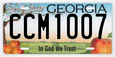 GA license plate CCM1007