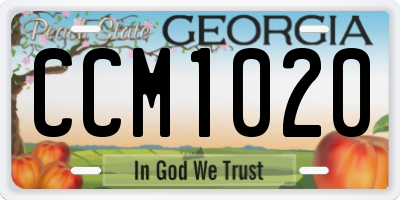 GA license plate CCM1020