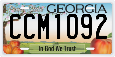 GA license plate CCM1092