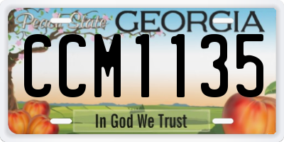 GA license plate CCM1135