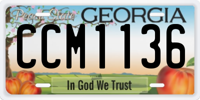 GA license plate CCM1136