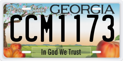 GA license plate CCM1173
