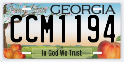 GA license plate CCM1194