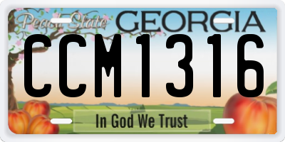 GA license plate CCM1316