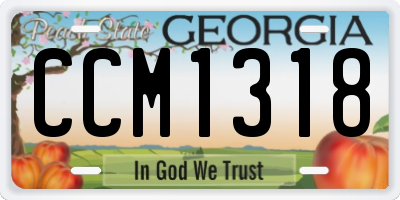GA license plate CCM1318