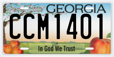 GA license plate CCM1401