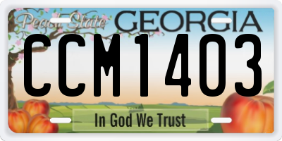 GA license plate CCM1403