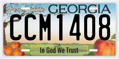 GA license plate CCM1408
