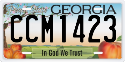 GA license plate CCM1423