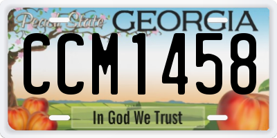 GA license plate CCM1458