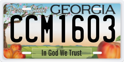 GA license plate CCM1603