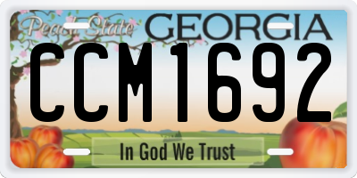 GA license plate CCM1692