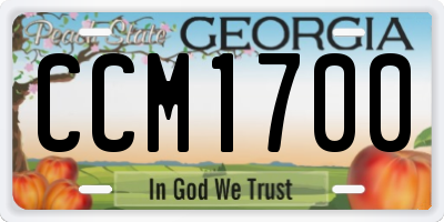 GA license plate CCM1700