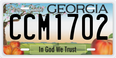 GA license plate CCM1702