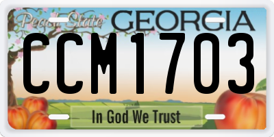GA license plate CCM1703