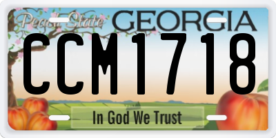GA license plate CCM1718