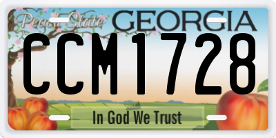 GA license plate CCM1728
