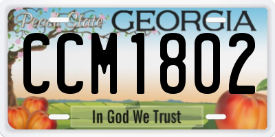 GA license plate CCM1802