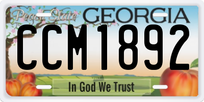 GA license plate CCM1892